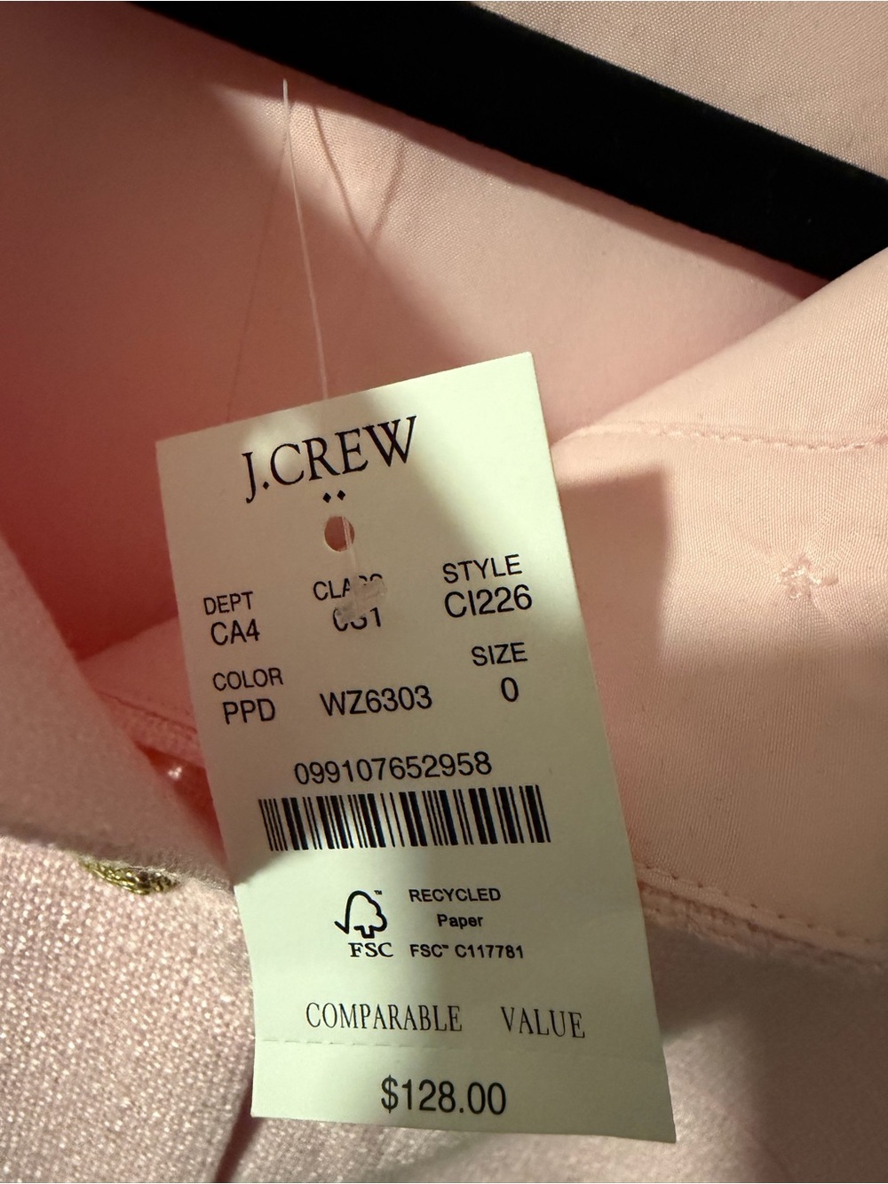 NWT J. Crew Pink Sleeveless Shift Knee Length Dress Front Gold Button Size 0 - Picture 4 of 11